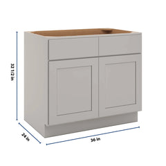 CNC Luxor Misty Grey 36" W X 32 1/2" H Double Door 2 Drawer Base Cabinet