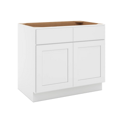 CNC Luxor White 36" W X 32 1/2" H Double Door 2 Drawer Base Cabinet