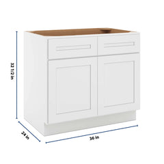 CNC Luxor 5-Piece White 36" W X 32 1/2" H Double Door 2 Drawer Base Cabinet