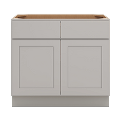 CNC Luxor Misty Grey 36" W X 32 1/2" H Double Door 2 Drawer Base Cabinet