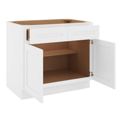 CNC Luxor 5-Piece White 36" W X 32 1/2" H Double Door 2 Drawer Base Cabinet