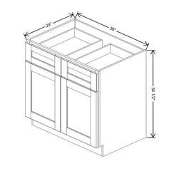 J&K Almond S2 Double Door Standard Base Cabinet - 36" W