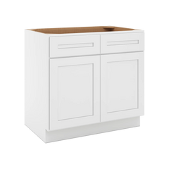 CNC Luxor 5-Piece White 36" W 2 Drawer Double Door Base Cabinet W/ 1 Pullout Shelf