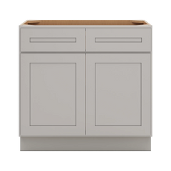 CNC Luxor 5-Piece Misty Grey 36" W 2 Drawer Double Door Base Cabinet W/ 1 Pullout Shelf