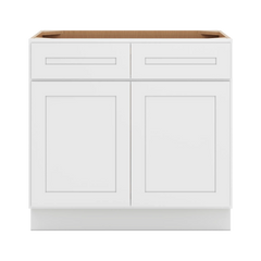 CNC Luxor 5-Piece White 36" W 2 Drawer Double Door Base Cabinet W/ 1 Pullout Shelf