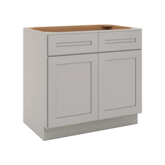 CNC Luxor 5-Piece Misty Grey 36" W 2 Drawer Double Door Base Cabinet W/ 2 Pullout Shelf