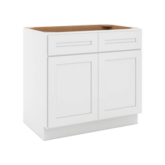 CNC Luxor 5-Piece White 36" W 2 Drawer Double Door Base Cabinet W/ 2 Pullout Shelf