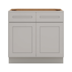 CNC Luxor 5-Piece Misty Grey 36" W 2 Drawer Double Door Base Cabinet W/ 2 Pullout Shelf