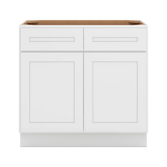 CNC Luxor 5-Piece White 36" W 2 Drawer Double Door Base Cabinet W/ 2 Pullout Shelf