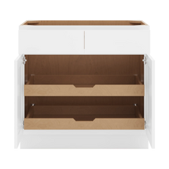 CNC Luxor White 36" W 2 Drawer Double Door Base Cabinet W/ 2 Pullout Shelf