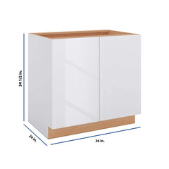 Modernform Cabinet Gloss White 36" W X 34 1/2" H X 24" D Full Height Double Door Base Cabinet