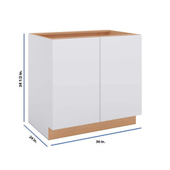 Modernform Cabinet Matte White 36" W X 34 1/2" H X 24" D Full Height Double Door Base Cabinet