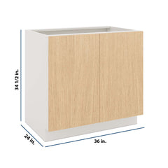 Modernform Cabinet Natural Oak 36" W X 34 1/2" H X 24" D Full Height Double Door Base Cabinet