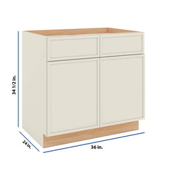 Modernform Cabinet Slim Dove White 36" W X 34 1/2" H X 24" D Double Door Base Cabinet