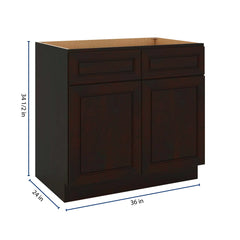 J&K Espresso K8 Double Door Standard Base Cabinet - 36" W