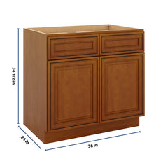 J&K Mocha Glazed K10 Double Door Standard Base Cabinet - 36" W