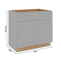 J&K Castle Grey S5 Double Door Standard Base Cabinet - 36" W