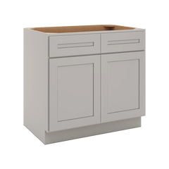 CNC Luxor 5-Piece Misty Grey 36" W 2 Drawer Double Door Base Cabinet