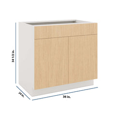 Modernform Cabinet Natural Oak 36" W X 34 1/2" H X 24" D Double Door Base Cabinet