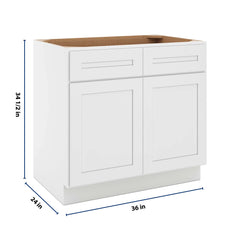CNC Luxor 5-Piece White 36" W 2 Drawer Double Door Base Cabinet