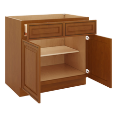 J&K Mocha Glazed K10 Double Door Standard Base Cabinet - 36" W