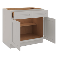 CNC Luxor 5-Piece Misty Grey 36" W 2 Drawer Double Door Base Cabinet