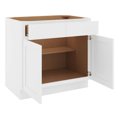 CNC Luxor White 36" W 2 Drawer Double Door Base Cabinet