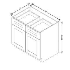 Modernform Cabinet Onyx Black Shaker 36" W X 34 1/2" H X 24" D Double Door Base Cabinet