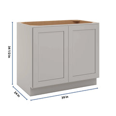 CNC Luxor 5-Piece Misty Grey 39" W Full Height Double Door Base Cabinet W/ 1 Pullout Shelf