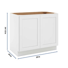CNC Luxor 5-Piece White 39" W Full Height Double Door Base Cabinet W/ 1 Pullout Shelf