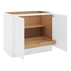 CNC Luxor 5-Piece White 39" W Full Height Double Door Base Cabinet W/ 1 Pullout Shelf
