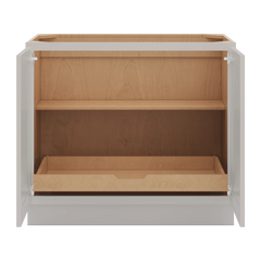 CNC Luxor 5-Piece Misty Grey 39" W Full Height Double Door Base Cabinet W/ 1 Pullout Shelf