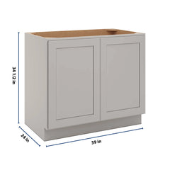 CNC Luxor 5-Piece Misty Grey 39" W Full Height Double Door Base Cabinet W/ 2 Pullout Shelf
