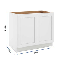 CNC Luxor 5-Piece White 39" W Full Height Double Door Base Cabinet W/ 2 Pullout Shelf