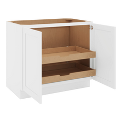 CNC Luxor 5-Piece White 39" W Full Height Double Door Base Cabinet W/ 2 Pullout Shelf