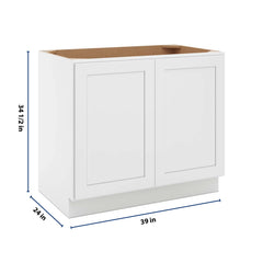 CNC Luxor White 39" W Full Height Double Door Base Cabinet