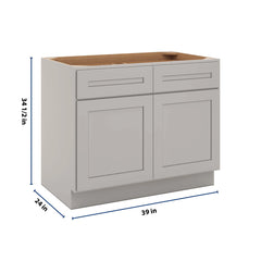 CNC Luxor 5-Piece Misty Grey 39" W X 32 1/2" H Double Door 2 Drawer Base Cabinet