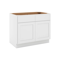 CNC Luxor White 39" W X 32 1/2" H Double Door 2 Drawer Base Cabinet