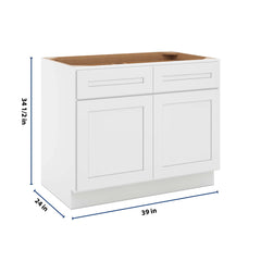 CNC Luxor 5-Piece White 39" W X 32 1/2" H Double Door 2 Drawer Base Cabinet