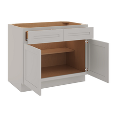 CNC Luxor 5-Piece Misty Grey 39" W X 32 1/2" H Double Door 2 Drawer Base Cabinet