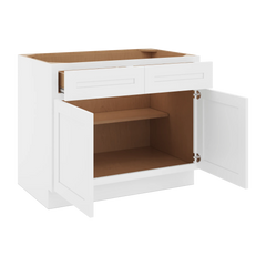 CNC Luxor 5-Piece White 39" W X 32 1/2" H Double Door 2 Drawer Base Cabinet