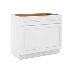 CNC Luxor 5-Piece White 39" W 2 Drawer Double Door Base Cabinet W/ 1 Pullout Shelf