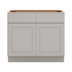CNC Luxor Misty Grey 39" W 2 Drawer Double Door Base Cabinet W/ 1 Pullout Shelf