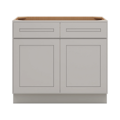 CNC Luxor 5-Piece Misty Grey 39" W 2 Drawer Double Door Base Cabinet W/ 1 Pullout Shelf