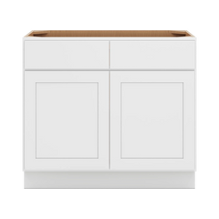 CNC Luxor White 39" W 2 Drawer Double Door Base Cabinet W/ 1 Pullout Shelf