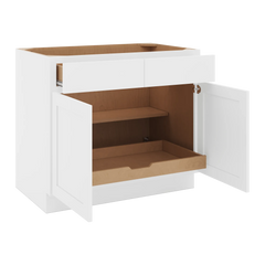 CNC Luxor White 39" W 2 Drawer Double Door Base Cabinet W/ 1 Pullout Shelf