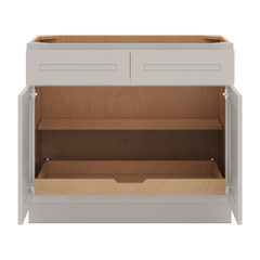 CNC Luxor 5-Piece Misty Grey 39" W 2 Drawer Double Door Base Cabinet W/ 1 Pullout Shelf