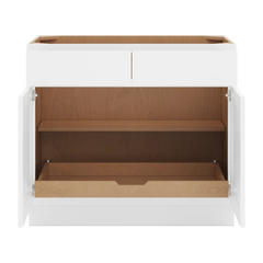 CNC Luxor White 39" W 2 Drawer Double Door Base Cabinet W/ 1 Pullout Shelf