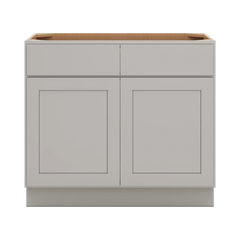 CNC Luxor Misty Grey 39" W 2 Drawer Double Door Base Cabinet W/ 2 Pullout Shelf
