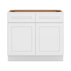 CNC Luxor 5-Piece White 39" W 2 Drawer Double Door Base Cabinet W/ 2 Pullout Shelf